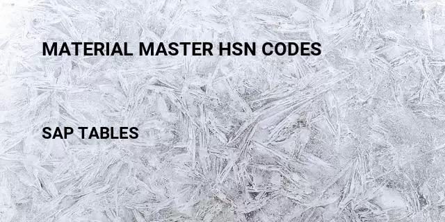 Material master hsn codes Table in SAP