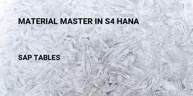 Material master in s4 hana Table in SAP