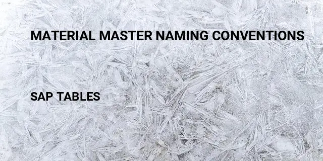 Material master naming conventions Table in SAP