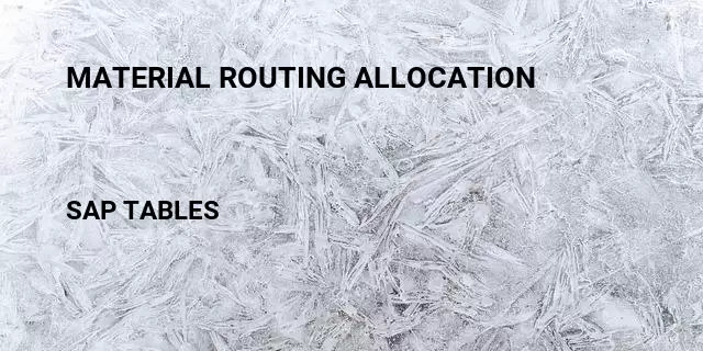 Material routing allocation Table in SAP
