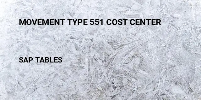 Movement type 551 cost center Table in SAP