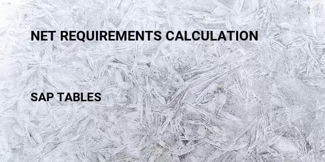 Net requirements calculation Table in SAP