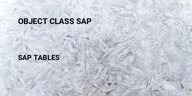 Object class sap Table in SAP