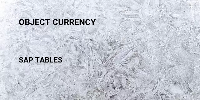 Object currency Table in SAP