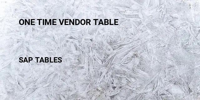 One time vendor table Table in SAP