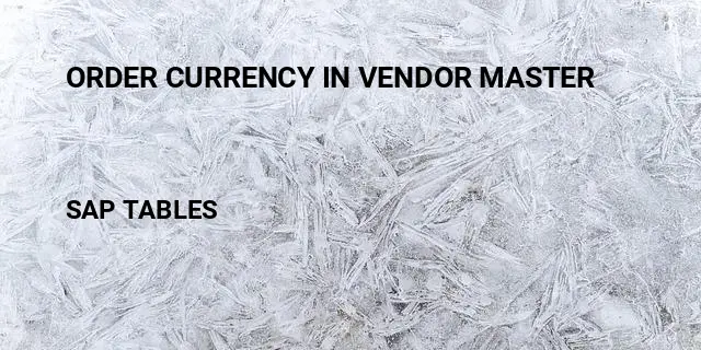 Order currency in vendor master Table in SAP