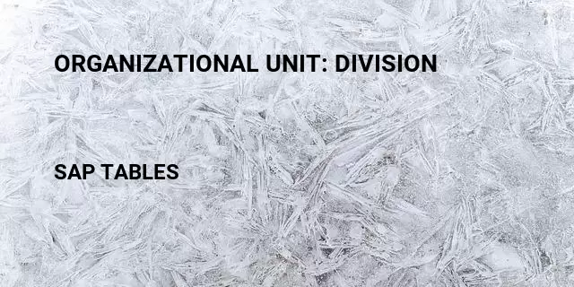 Organizational unit: division Table in SAP