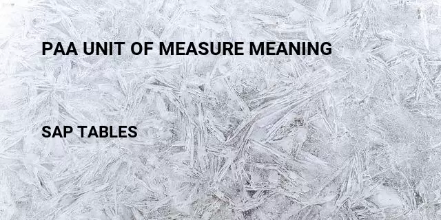 Paa unit of measure meaning Table in SAP