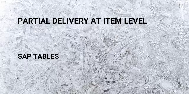 Partial delivery at item level Table in SAP