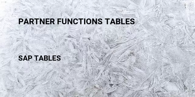 Partner functions tables Table in SAP