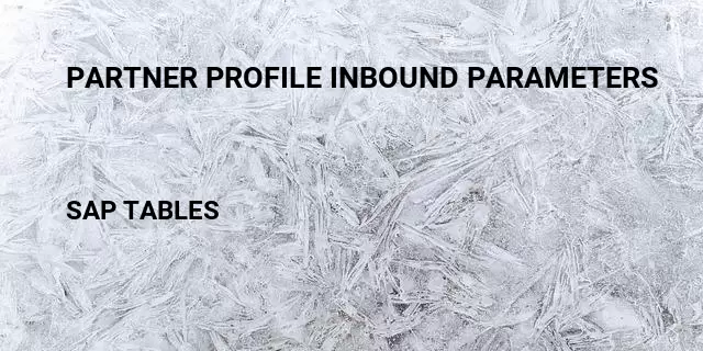 Partner profile inbound parameters Table in SAP