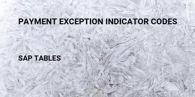 Payment exception indicator codes Table in SAP