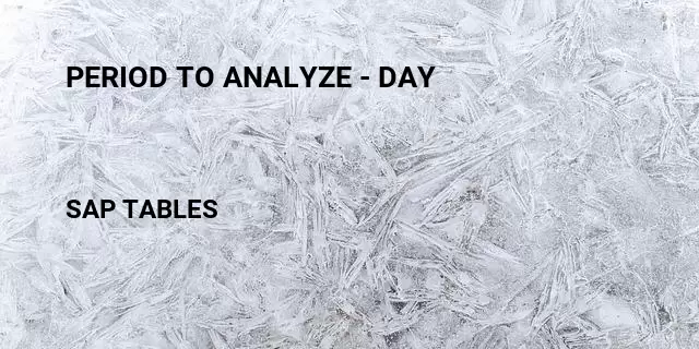 Period to analyze - day Table in SAP