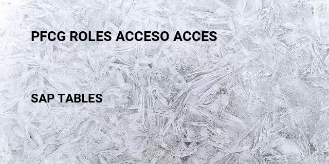 Pfcg roles acceso acces Table in SAP