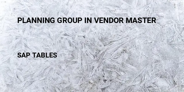 Planning group in vendor master Table in SAP