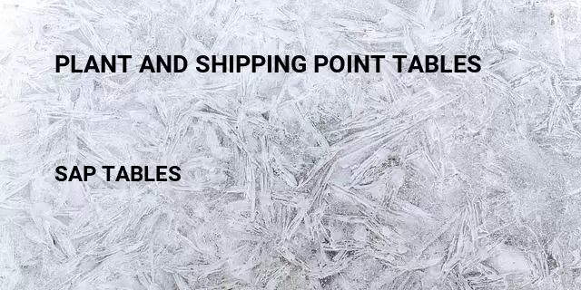 Plant and shipping point tables Table in SAP