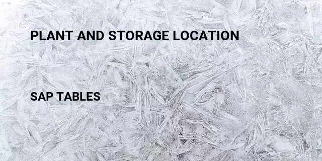 Plant and storage location Table in SAP