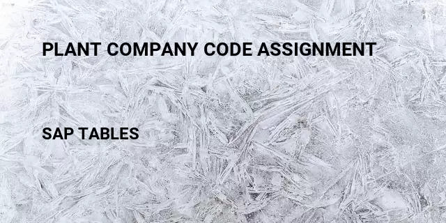 Plant company code assignment Table in SAP