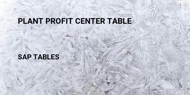 Plant profit center table Table in SAP