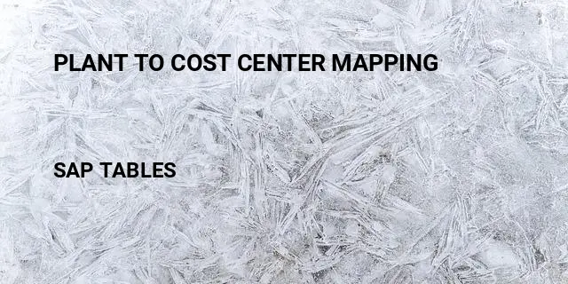 Plant to cost center mapping Table in SAP