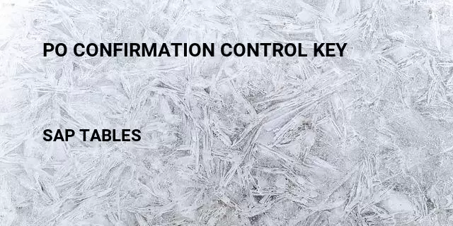 Po confirmation control key Table in SAP