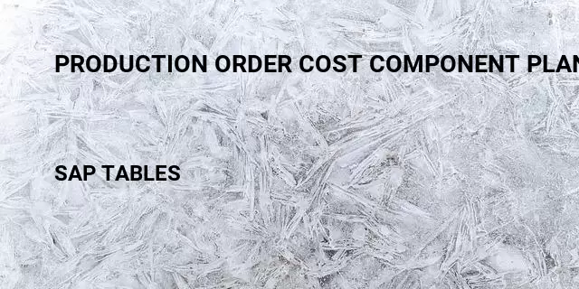 Production order cost component planned cost  Table in SAP