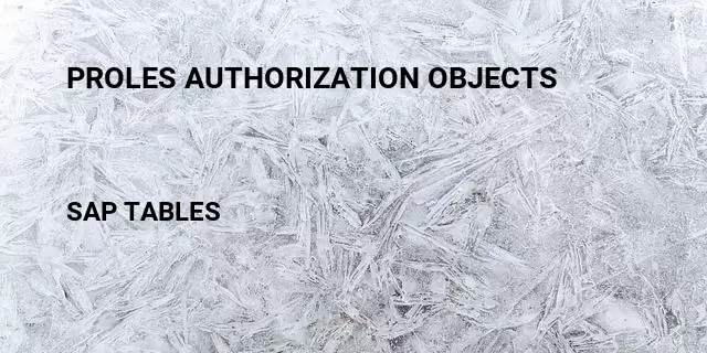 Proles authorization objects Table in SAP