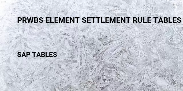 Prwbs element settlement rule tables in sap Table in SAP