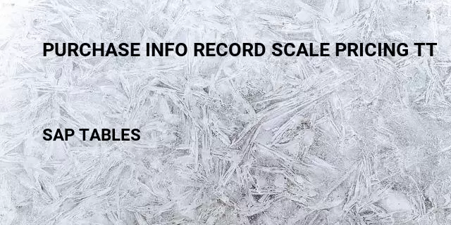 Purchase info record scale pricing tt Table in SAP