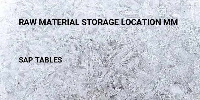 Raw material storage location mm Table in SAP