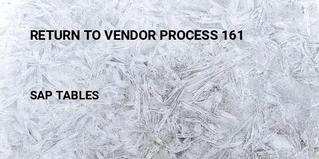 Return to vendor process 161 Table in SAP