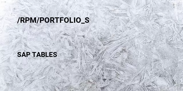 /rpm/portfolio_s Table in SAP