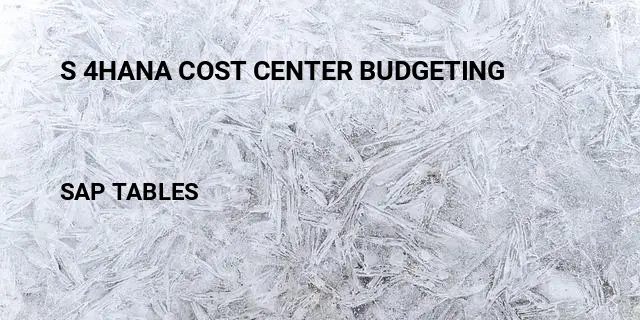 S 4hana cost center budgeting Table in SAP