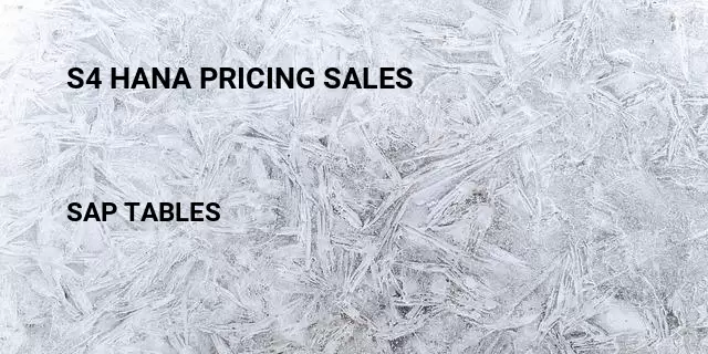 S4 hana pricing sales Table in SAP