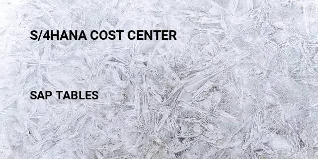 S/4hana cost center Table in SAP