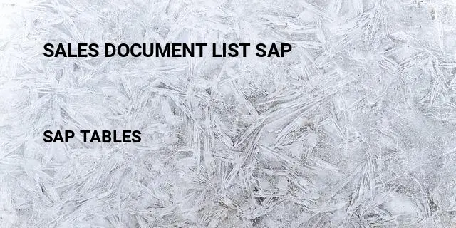 Sales document list sap Table in SAP