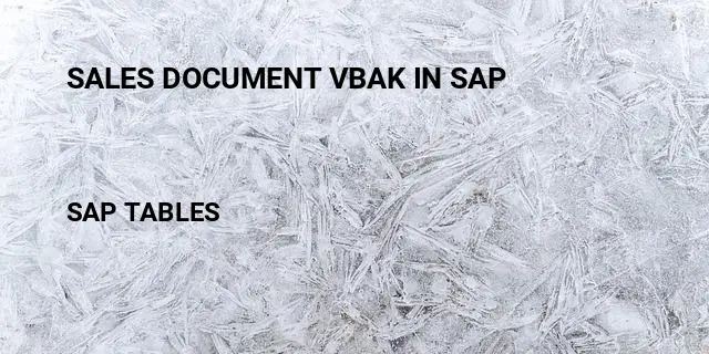 Sales document vbak in sap Table in SAP