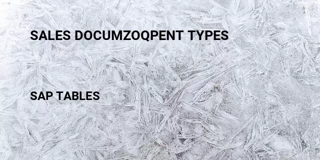Sales documzoqpent types Table in SAP