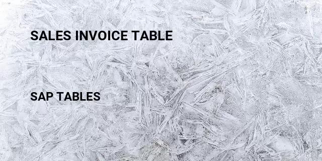 Sales invoice table Table in SAP