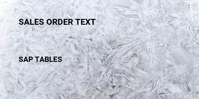 Sales order text Table in SAP