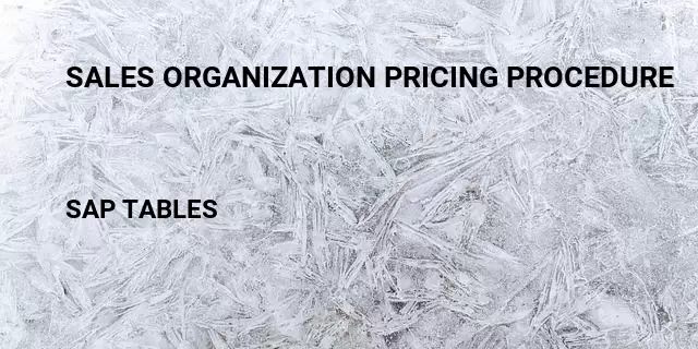 Sales organization pricing procedure Table in SAP