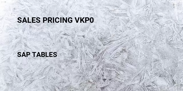 Sales pricing vkp0 Table in SAP