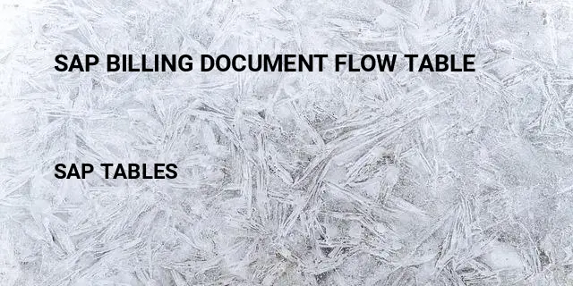 Sap billing document flow table Table in SAP