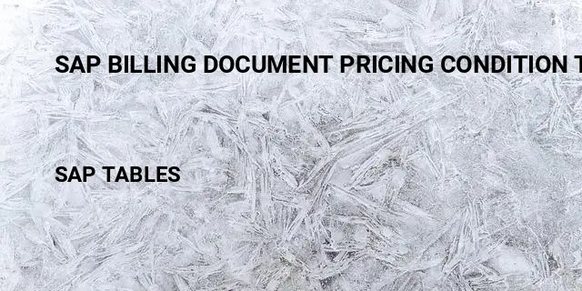 Sap billing document pricing condition table Table in SAP