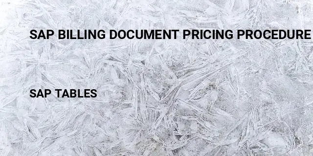 Sap billing document pricing procedure determination Table in SAP