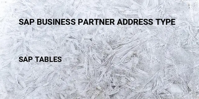 Sap business partner address type Table in SAP