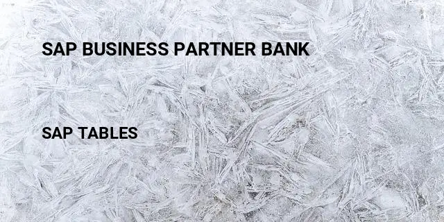 Sap business partner bank Table in SAP