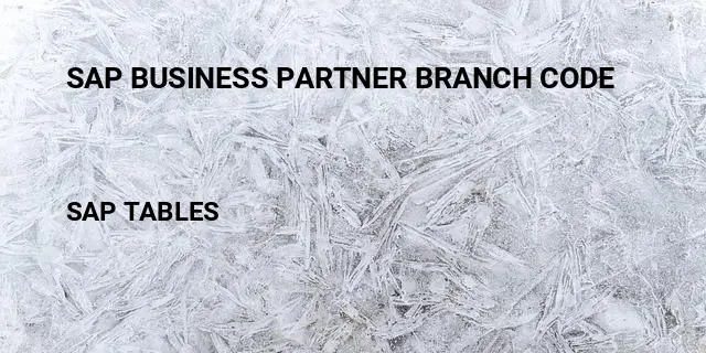 Sap business partner branch code Table in SAP