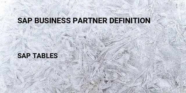 Sap business partner definition Table in SAP