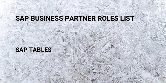 Sap business partner roles list Table in SAP
